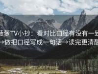菠萝TV小抄：看对比口径有没有一致→做把口径写成一句话→读完更清醒
