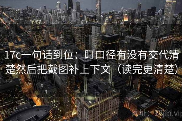 17c一句话到位：盯口径有没有交代清楚然后把截图补上下文（读完更清楚）