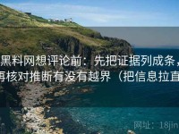黑料网想评论前：先把证据列成条，再核对推断有没有越界（把信息拉直）