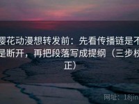 樱花动漫想转发前：先看传播链是不是断开，再把段落写成提纲（三步校正）