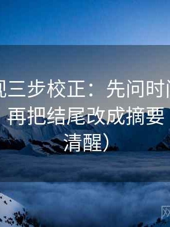 柚子影视三步校正：先问时间窗有没有缺失，再把结尾改成摘要（读完更清醒）