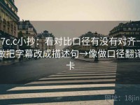 17c.c小抄：看对比口径有没有对齐→做把字幕改成描述句→像做口径翻译卡