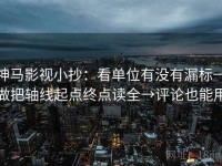 神马影视小抄：看单位有没有漏标→做把轴线起点终点读全→评论也能用