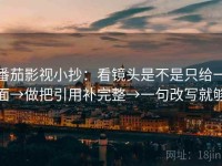 番茄影视小抄：看镜头是不是只给一面→做把引用补完整→一句改写就够