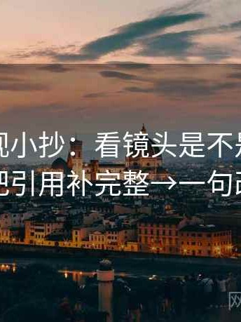 番茄影视小抄：看镜头是不是只给一面→做把引用补完整→一句改写就够