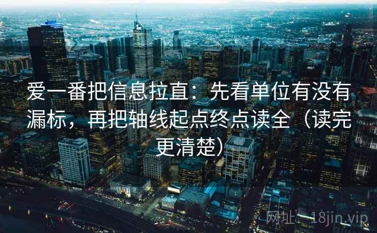 爱一番把信息拉直：先看单位有没有漏标，再把轴线起点终点读全（读完更清楚）