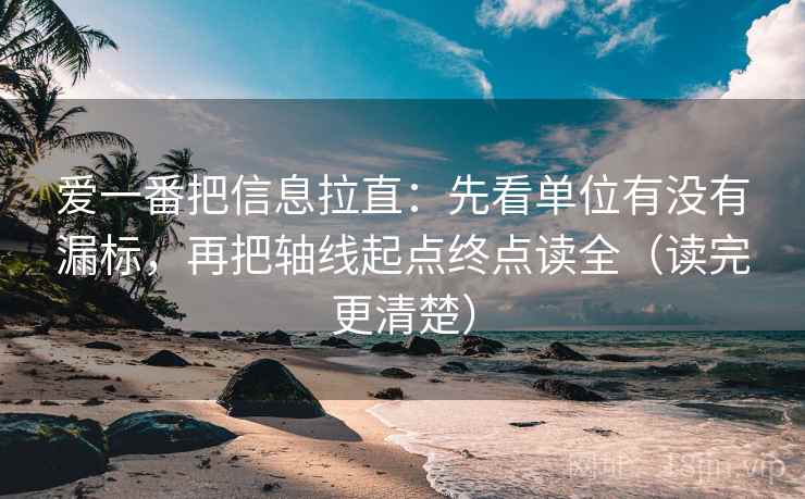 爱一番把信息拉直：先看单位有没有漏标，再把轴线起点终点读全（读完更清楚）