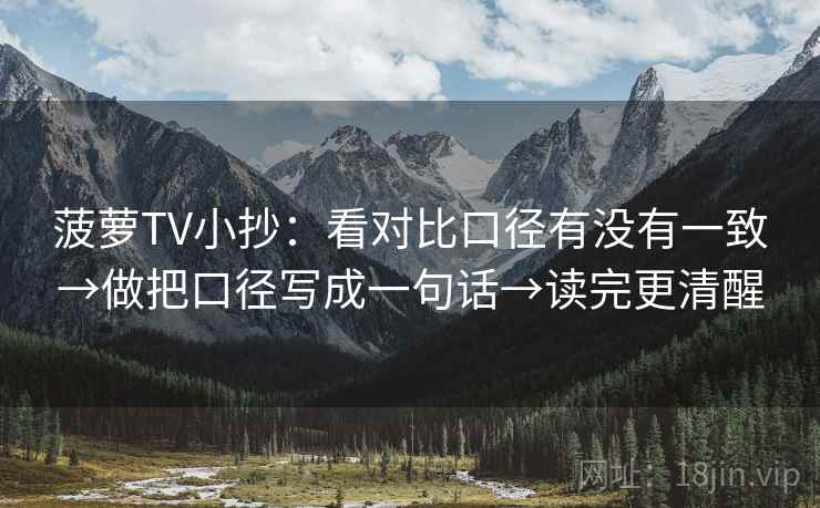 菠萝TV小抄：看对比口径有没有一致→做把口径写成一句话→读完更清醒