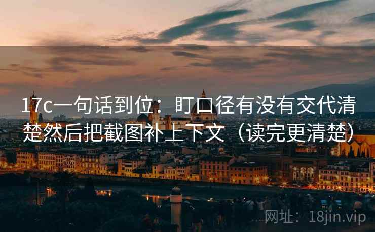 17c一句话到位:盯口径有没有交代清楚然后把截图补上下文(读完更清楚) 17c一句话到位:盯口径有没有交代清楚然后把截图补上下文(读完更清楚)